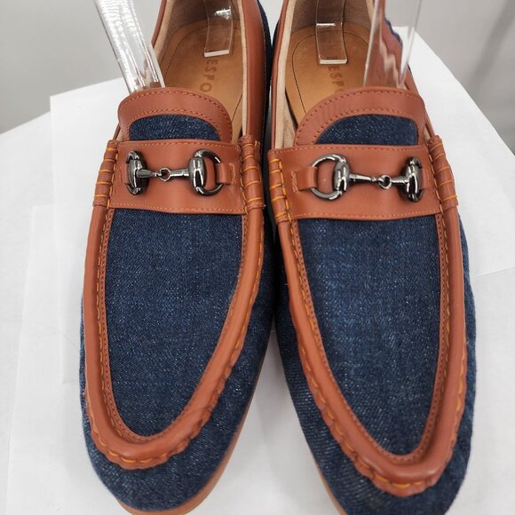 BESPOKE‎ Designed by Ravi Custom Denim Horse Bit Loafers Shoes NWOB 9ish main image 4